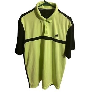 ADIDAS Mens Bright Green And Black Polo Shirt Size‎ Large